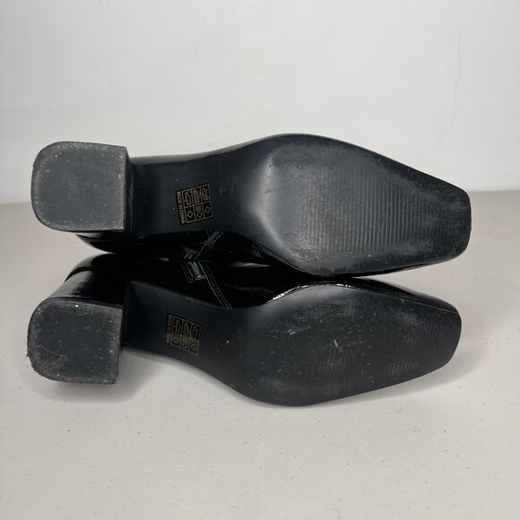 Journee Collection Black Square Toe Patent Haylinn Booties Size 9 - Picture 7 of 10